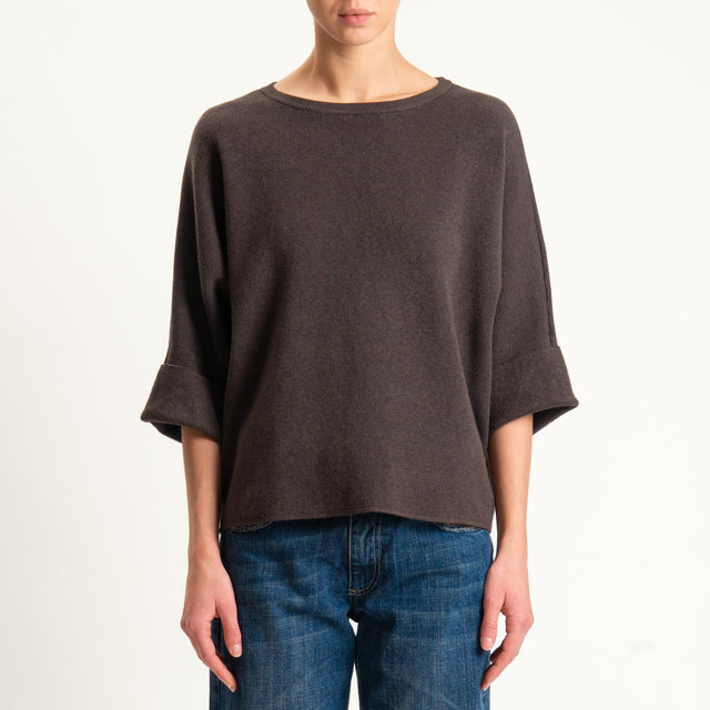 Zeroassoluto-Maglia scatola manica 3/4 - cioccolato