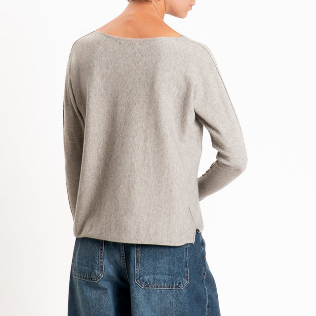 Zeroassoluto-Maglia girocollo spacchi laterali - stone