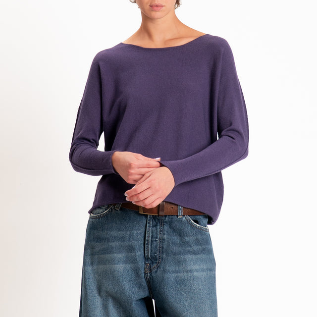 Zeroassoluto-Maglia girocollo spacchi laterali - uva