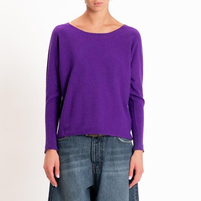 Zeroassoluto-Maglia girocollo spacchi laterali - viola