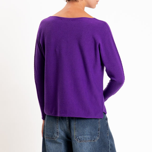 Zeroassoluto-Maglia girocollo spacchi laterali - viola