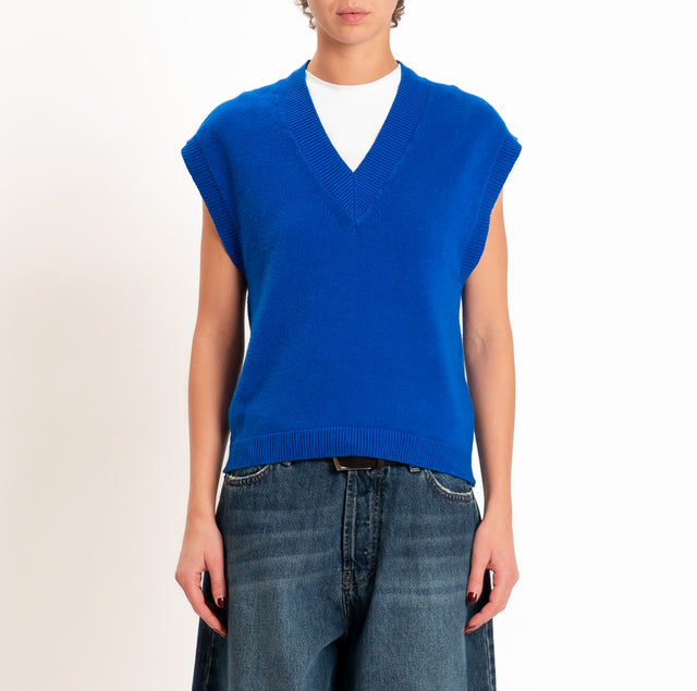 Zeroassoluto-Gilet in maglia scollo v - bluette