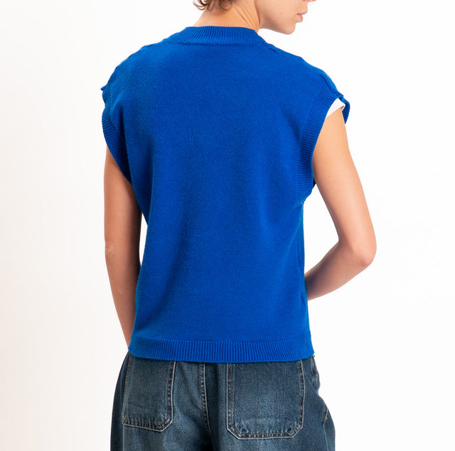 Zeroassoluto-Gilet in maglia scollo v - bluette
