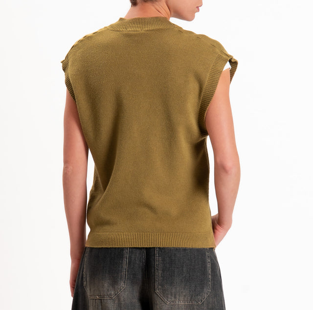 Zeroassoluto-Gilet in maglia scollo v - olio