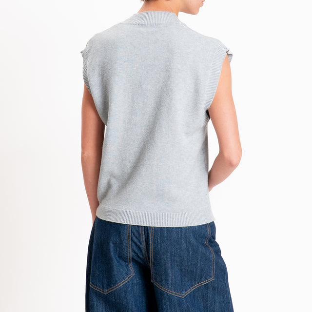 Zeroassoluto-Gilet in maglia scollo v - perla