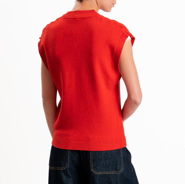 Zeroassoluto-Gilet in maglia scollo v - rosso