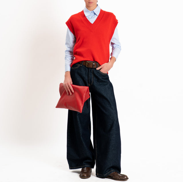 Zeroassoluto-Gilet in maglia scollo v - rosso