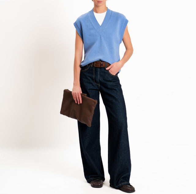 Zeroassoluto-Gilet in maglia scollo v - jeans