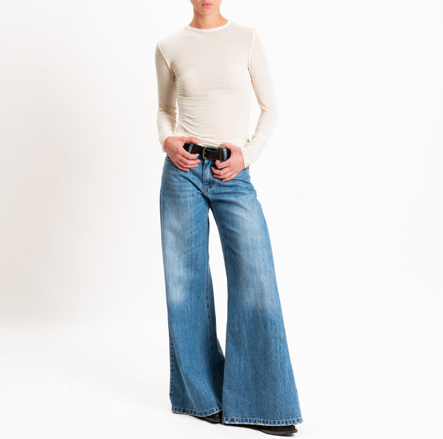 Zeroassoluto-T-shirt sottile girocollo MISTO CASHMERE - burro