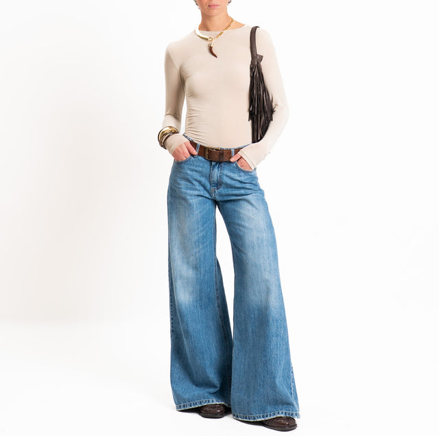 Zeroassoluto-T-shirt sottile girocollo MISTO CASHMERE - sand