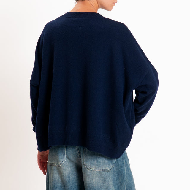 Zeroassoluto-Maglia 100% LANA MERINO con taschino - blu