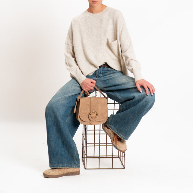 Zeroassoluto-Maglia 100% LANA MERINO con taschino - beige