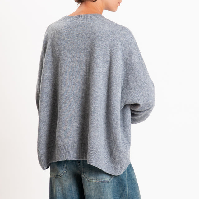 Zeroassoluto-Maglia 100% LANA MERINO con taschino - grigio melange