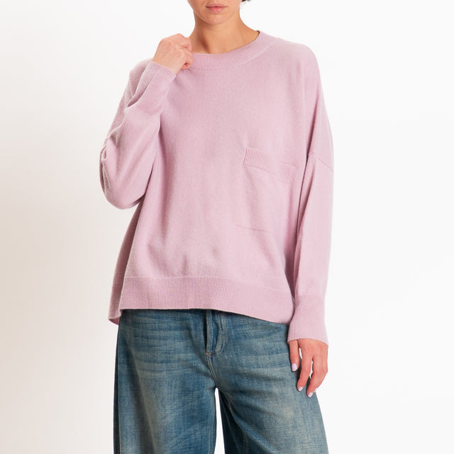 Zeroassoluto-Maglia 100% LANA MERINO con taschino - rosa