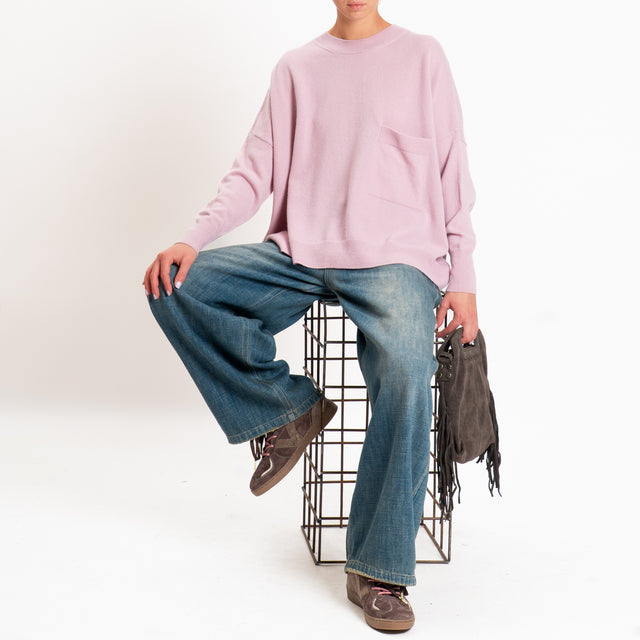 Zeroassoluto-Maglia 100% LANA MERINO con taschino - rosa