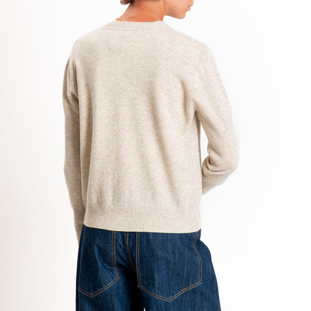 Zeroassoluto-Cardigan 100% LANA MERINO - Beige