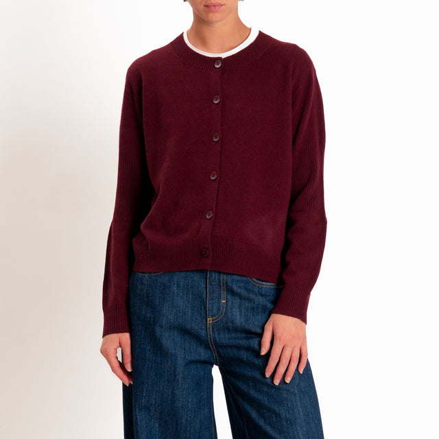 Zeroassoluto-Cardigan 100% LANA MERINO - Bordeaux