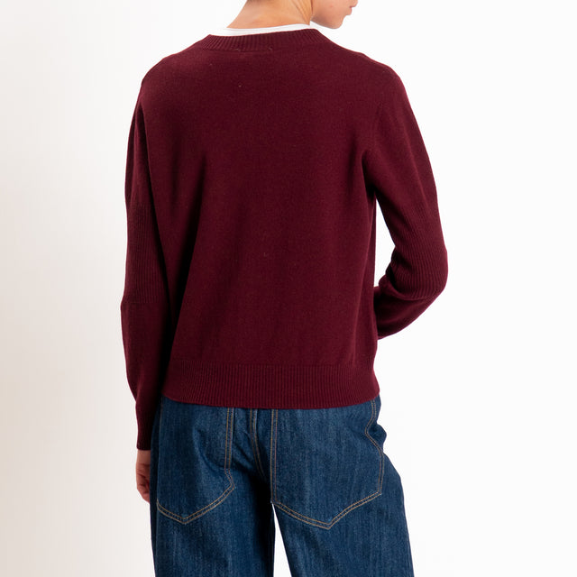 Zeroassoluto-Cardigan 100% LANA MERINO - Bordeaux