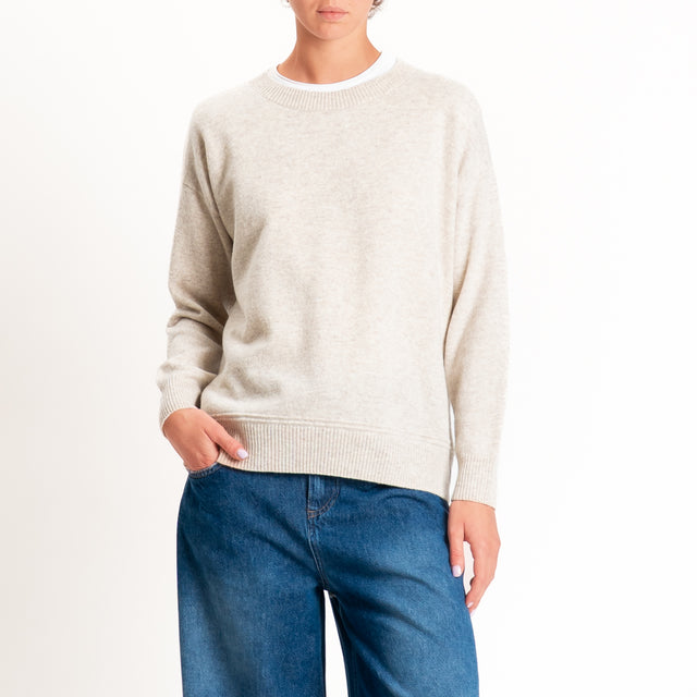 Zeroassoluto-Maglia girocollo 100% LANA MERINO - beige