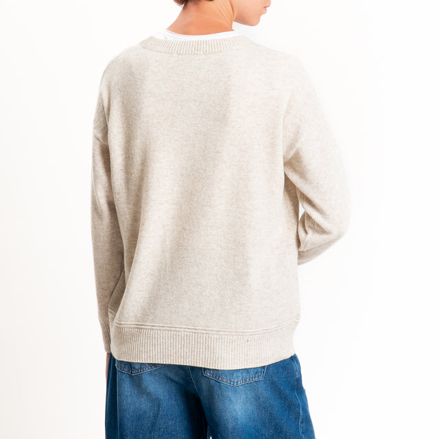 Zeroassoluto-Maglia girocollo 100% LANA MERINO - beige