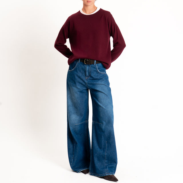 Zeroassoluto-Maglia girocollo 100% LANA MERINO - Bordeaux