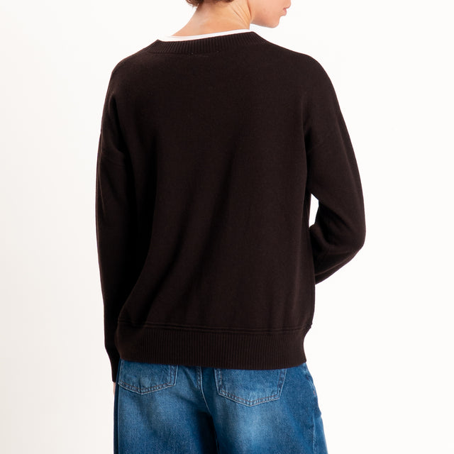 Zeroassoluto-Maglia girocollo 100% LANA MERINO - choco