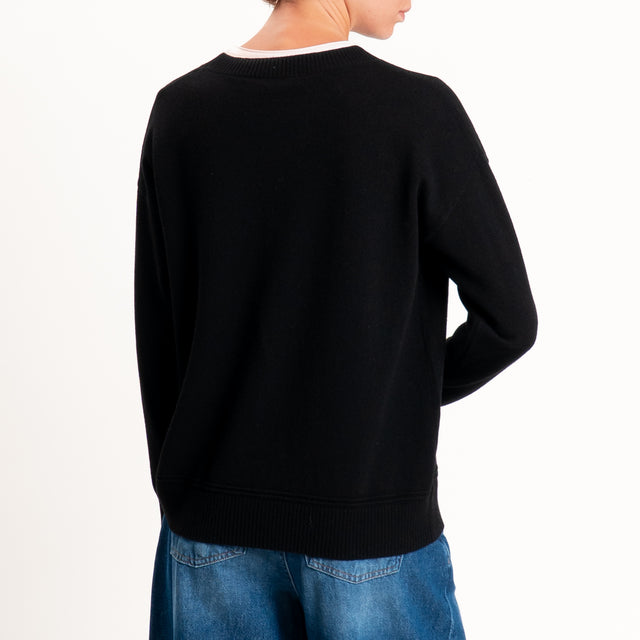 Zeroassoluto-Maglia girocollo 100% LANA MERINO - nero