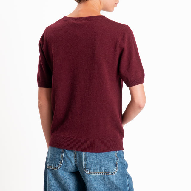 Zeroassoluto-Maglia 100% LANA MERINO mezza manica - Bordeaux