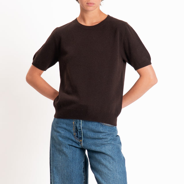 Zeroassoluto-Maglia 100% LANA MERINO mezza manica - choco