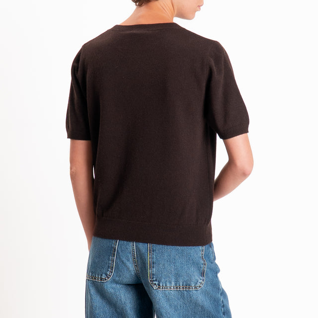 Zeroassoluto-Maglia 100% LANA MERINO mezza manica - choco