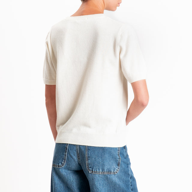 Zeroassoluto-Maglia 100% LANA MERINO SOFT mezza manica - panna