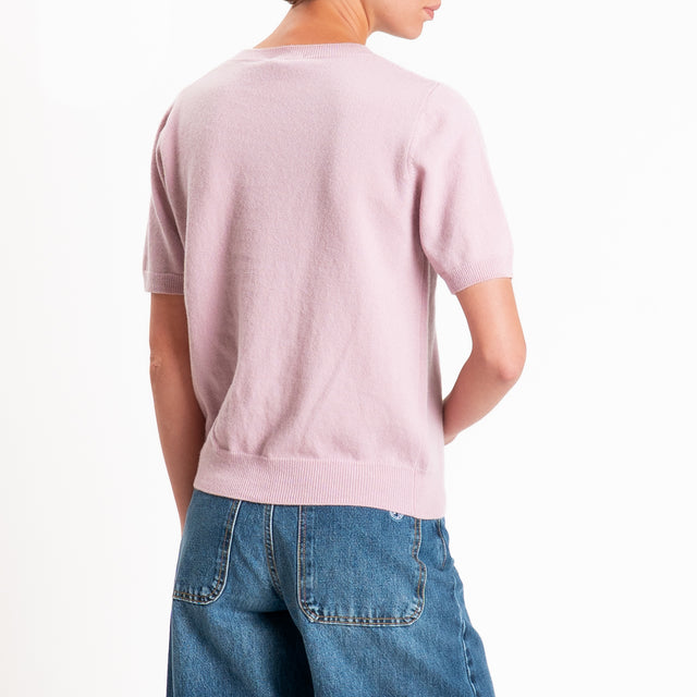 Zeroassoluto-Maglia 100% LANA MERINO mezza manica - rosa