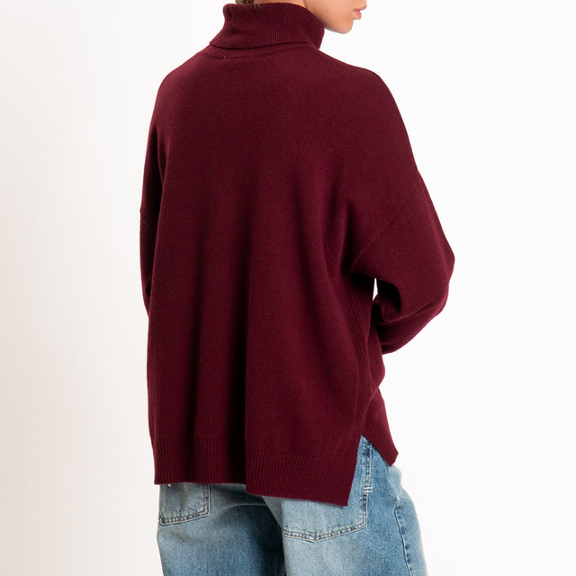 Zeroassoluto-Maglia collo alto 100% LANA MERINO - Bordeaux