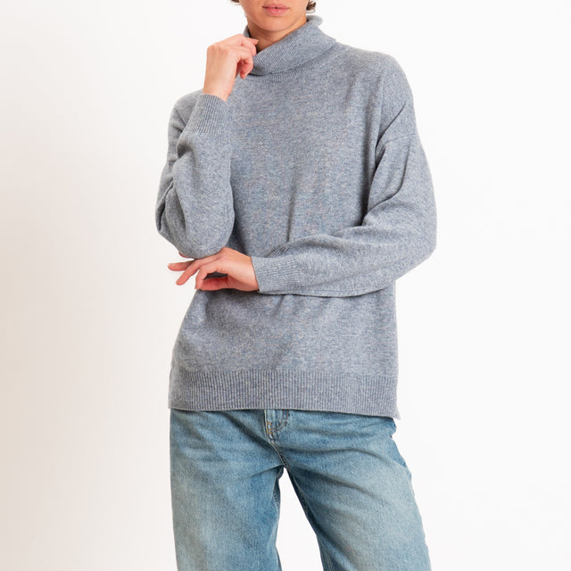 Zeroassoluto-Maglia collo alto 100% LANA MERINO - grigio melange