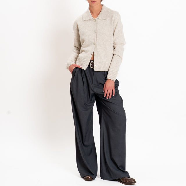 Zeroassoluto-Cardigan polo 100% LANA MERINO SOFT - Beige
