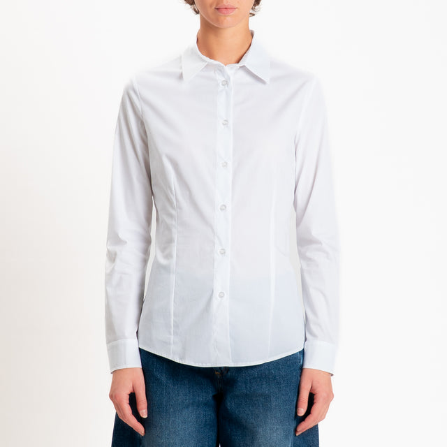 Zeroassoluto-Camicia slim fit cotone elasticizzato - bianco