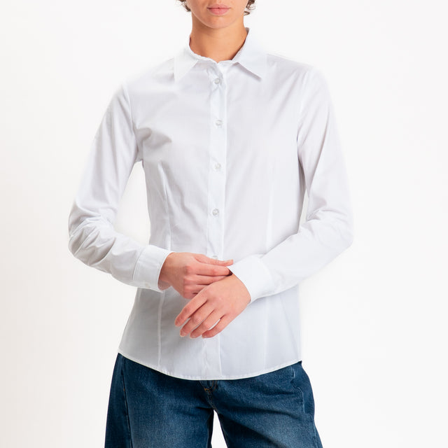 Zeroassoluto-Camicia slim fit cotone elasticizzato - bianco