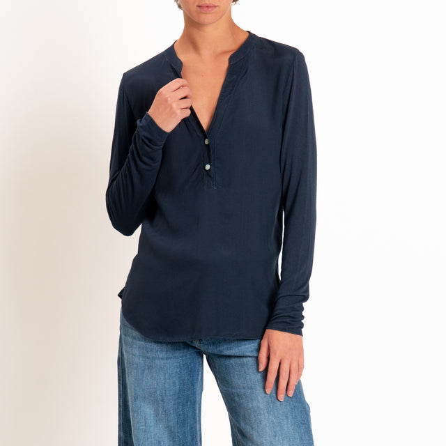 Zeroassoluto-Camicia chester manica lunga - blu
