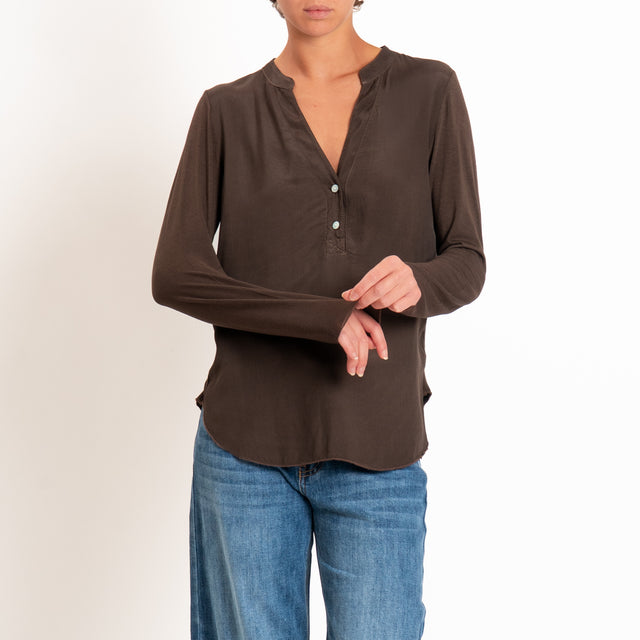 Zeroassoluto-Camicia chester manica lunga - cocoa