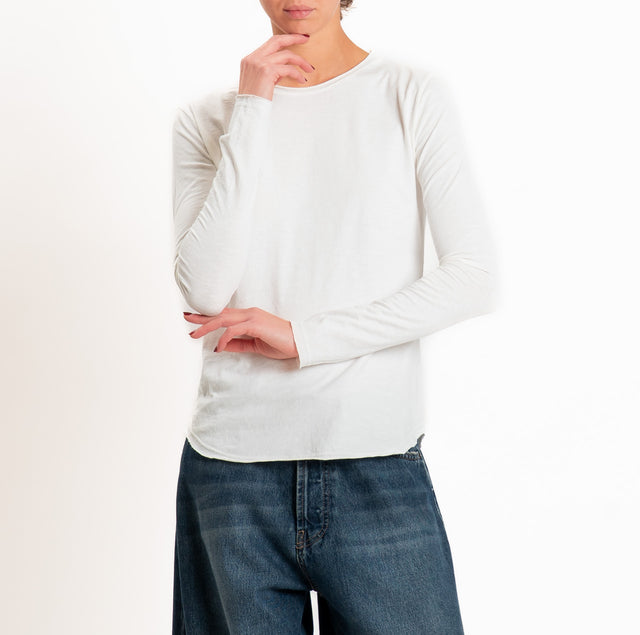 Zeroassoluto-T-shirt girocollo cotone fiammato - bianco