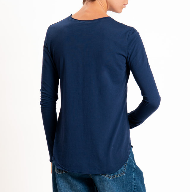 Zeroassoluto-T-shirt girocollo cotone fiammato - blu