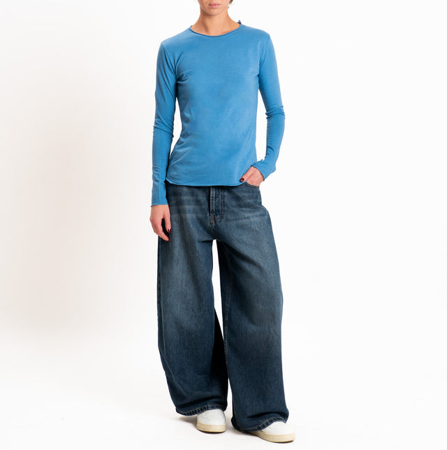 Zeroassoluto-T-shirt girocollo cotone fiammato - jeans