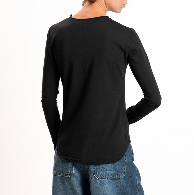 Zeroassoluto-T-shirt girocollo cotone fiammato - nero