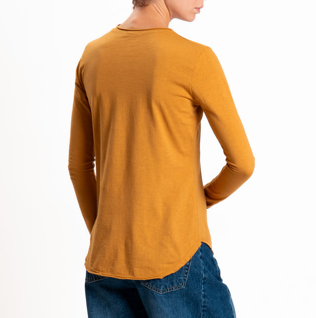 Zeroassoluto-T-shirt girocollo cotone fiammato - caramel
