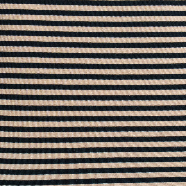 Zeroassoluto-T-shirt girocollo righe in jersey - beige/nero