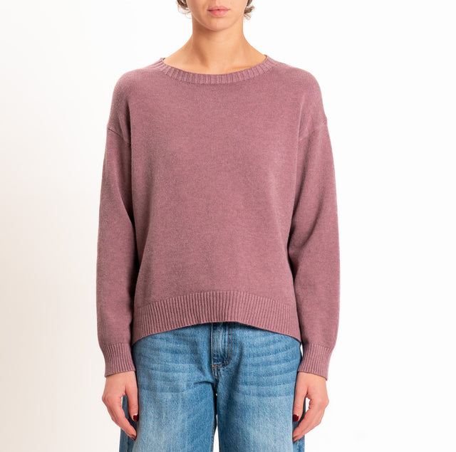Zeroassoluto-Maglia girocollo spacco dietro - mauve