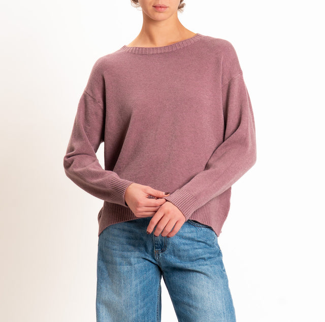 Zeroassoluto-Maglia girocollo spacco dietro - mauve