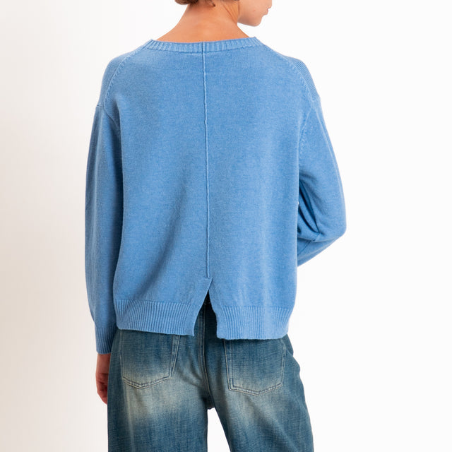 Zeroassoluto-Maglia girocollo spacco dietro - jeans