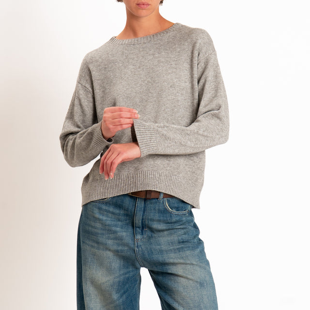 Zeroassoluto-Maglia girocollo spacco dietro - stone