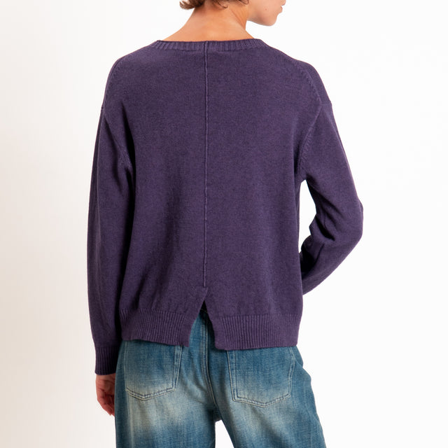 Zeroassoluto-Maglia girocollo spacco dietro - uva